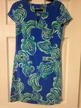 Lilly Pulitzer Blue Dress with Green Paisley Print